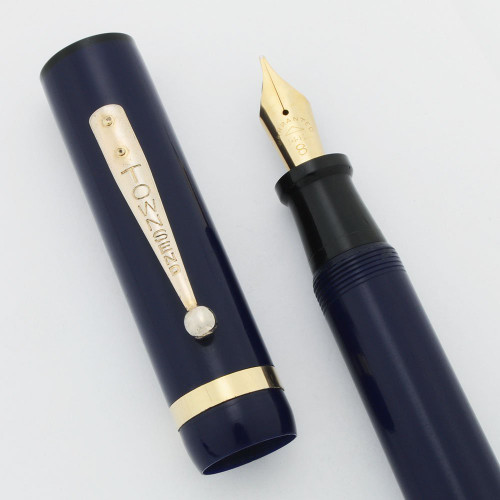 Townsend Fountain Pen - Oversize, Dark Blue, Warranted 14k Flexible Nib (Excellent, Restored)