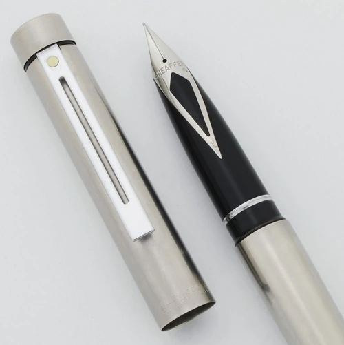 Sheaffer TARGA 1001 Fountain Pen - Early Version, Brushed Stainless Steel, Fine Steel Nib (Very Nice, Works Well)