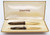 Sheaffer Lifetime Crest Fountain Pen Set (1940s) - Early Version, Golden Brown w/GF Caps, Vac-Fil, 14k Medium Triumph Nib (Excellent in Box, Restored)
