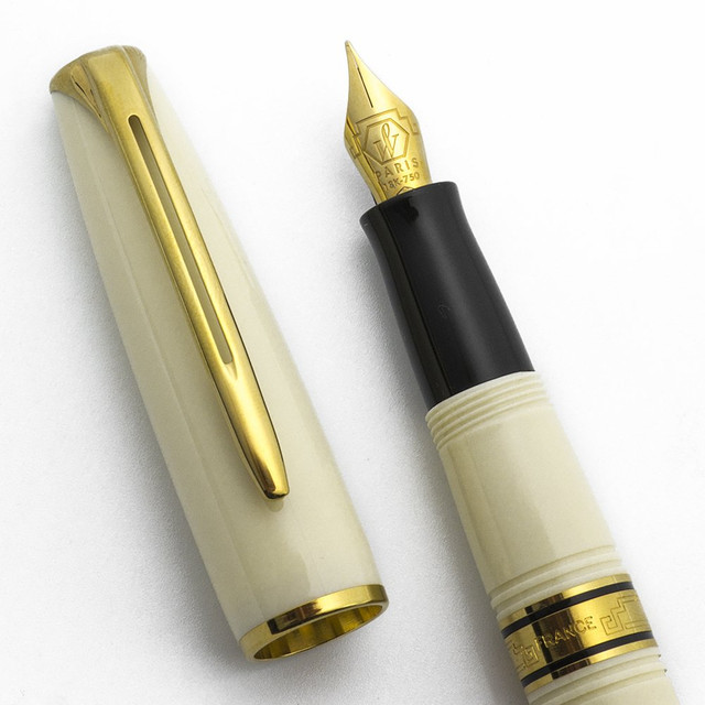Waterman Charleston Fountain Pen Ivory, Gold Trim, Extra Fine 18k Nib (Near Mint, Works Well