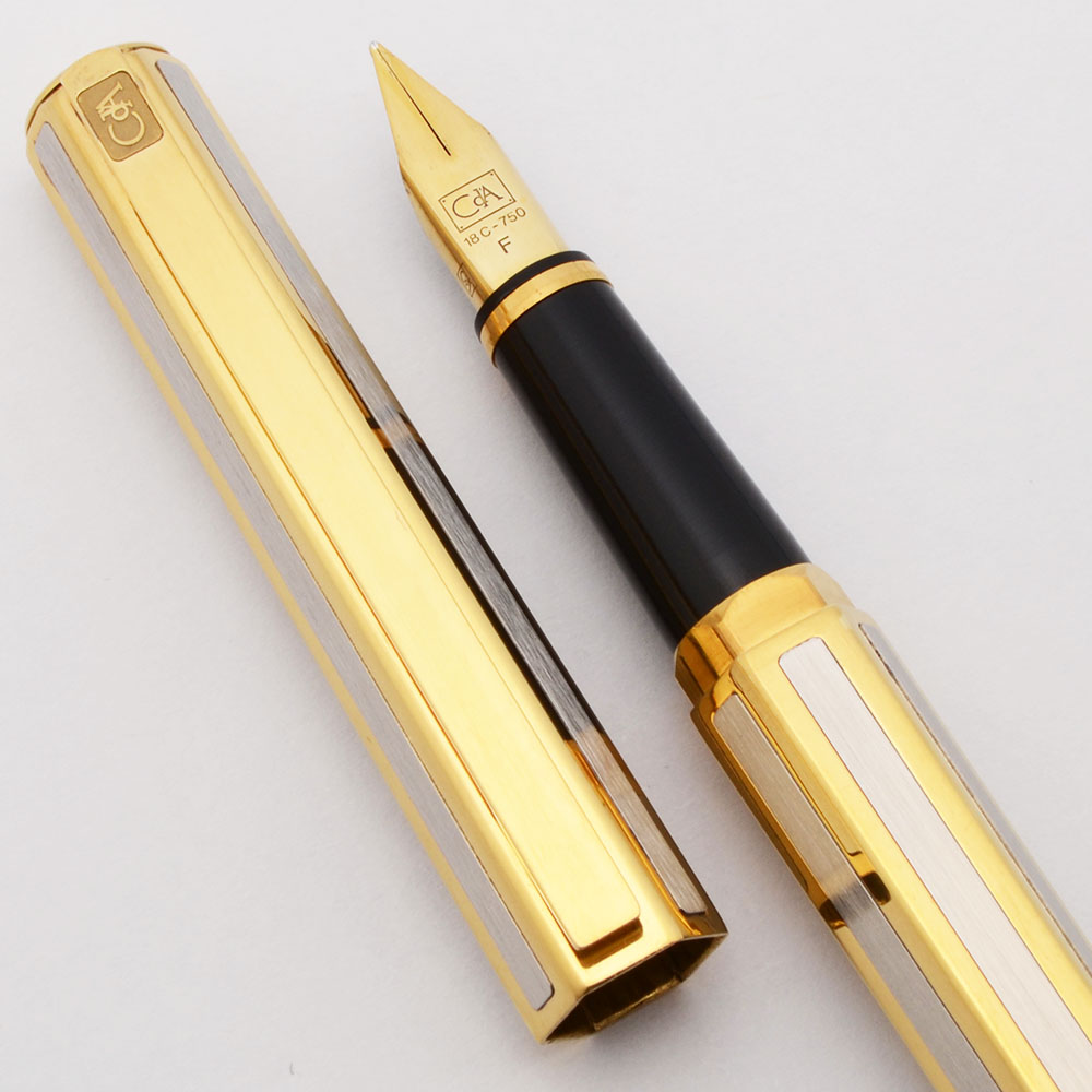 Caran D'Ache Ecridor Fountain Pen - Stainless Steel + Gold Plated, Fine 18k  Nib (Excellent in Box, Works Well) - Peyton Street Pens