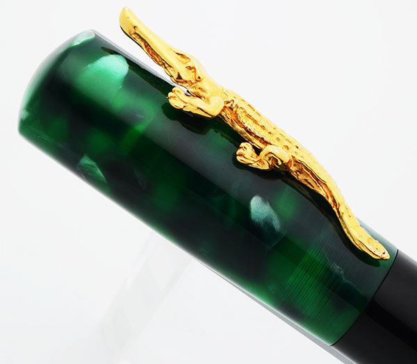 Pen with crocodile Interlocking G case in green marble