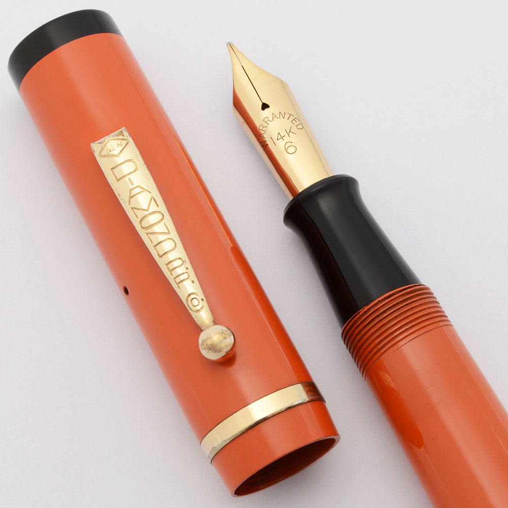 Kenzo Fountain Pen, Yellow w Red Jewel Accent, Red Overfeed, Medium Nib  (Near Mint in Box, Works Well) - Peyton Street Pens