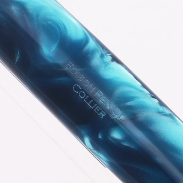 Edison Blue Color Edison Collier Fountain Pen - Blue Marble Acrylic w Silver Trim, C/C, 1 ...