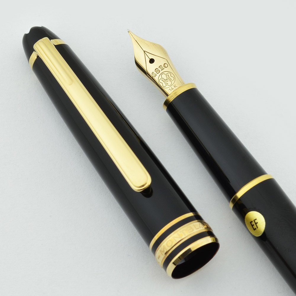 Meisterstuck 144 - Black, Gold Trim, 14k Extra Fine Nib Mint, In Box) - 9593 - Peyton Street Pens