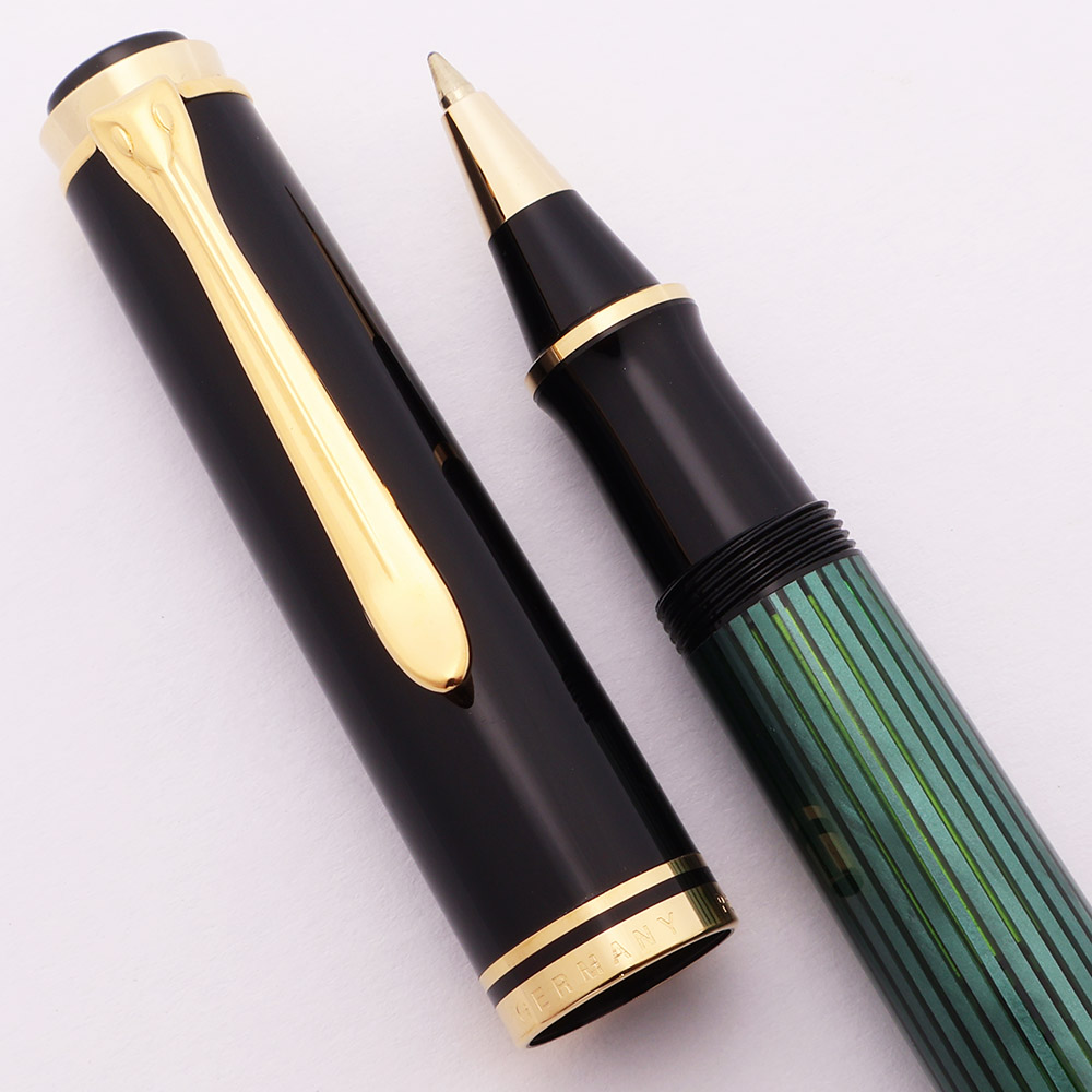 Pelikan R800 Vs R600 Pelikan Souveran R600 Rollerball Pen (2000s) - Green & Black, Gold Trim ...