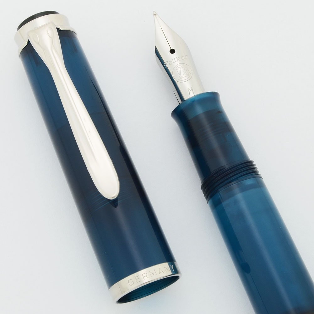 Pelikan M205 Fountain Pen Demonstrator Aquamarine, Chrome Trim