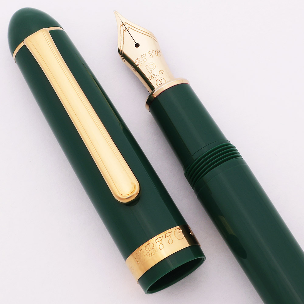 Platinum 3776 Fountain Pen - Solid Green w Gold Plated Trim, Medium CI ...