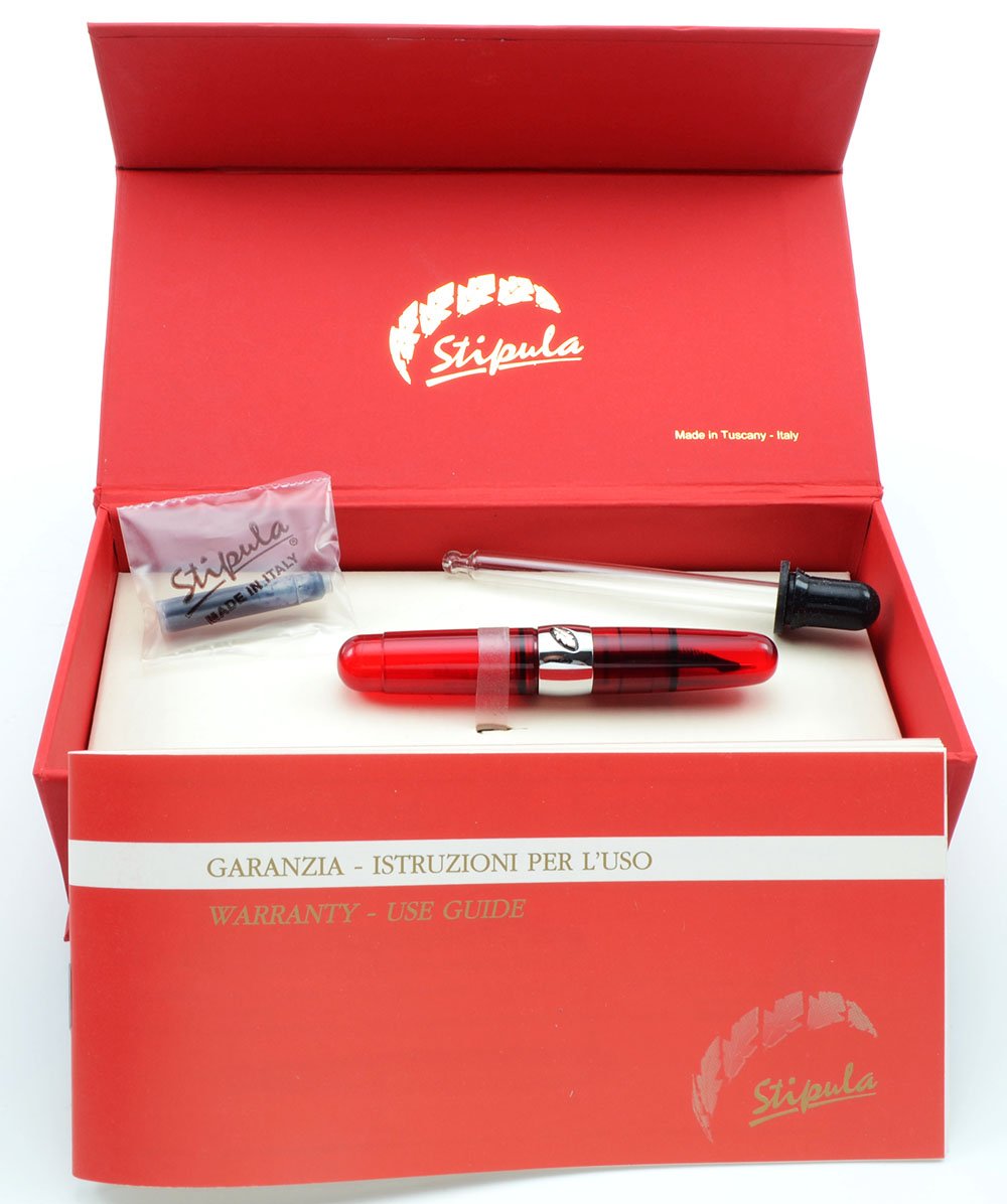 Stipula Passaporto Fountain Pen Clear Red, Medium Steel Nib