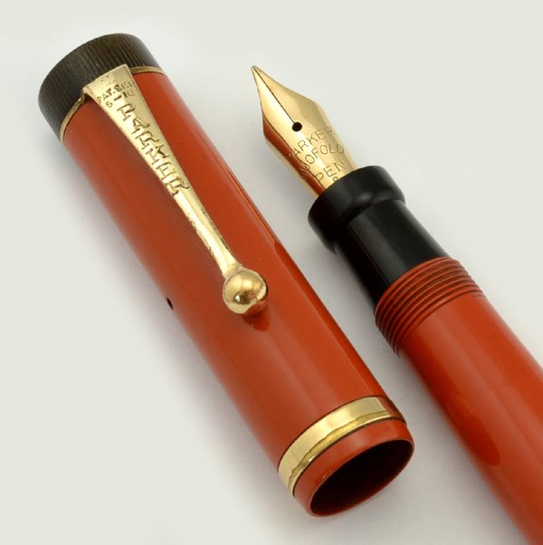 Parker Duofold Junior Fountain Pen - Red, 1937, One Band, Fine