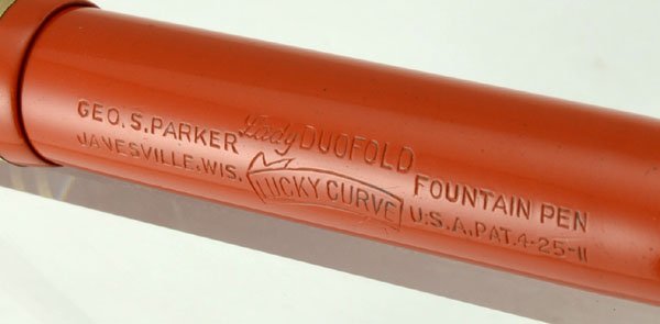 Parker Lady Duofold Lucky Curve Fountain Pen - Ringtop, Red, Three Bands,  Fine (Very Nice, Restored)