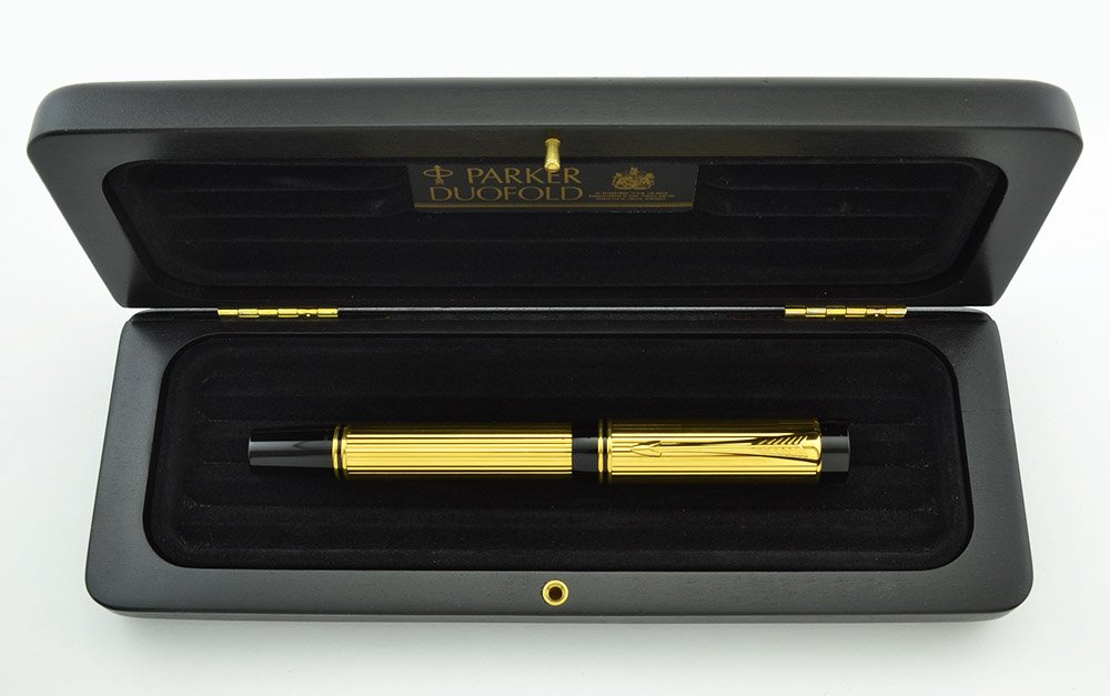 Parker Duofold International Fountain Pen - Godron Gold Lined, 18k Fine, in  Original Box (Near Mint, Works Well) - Peyton Street Pens