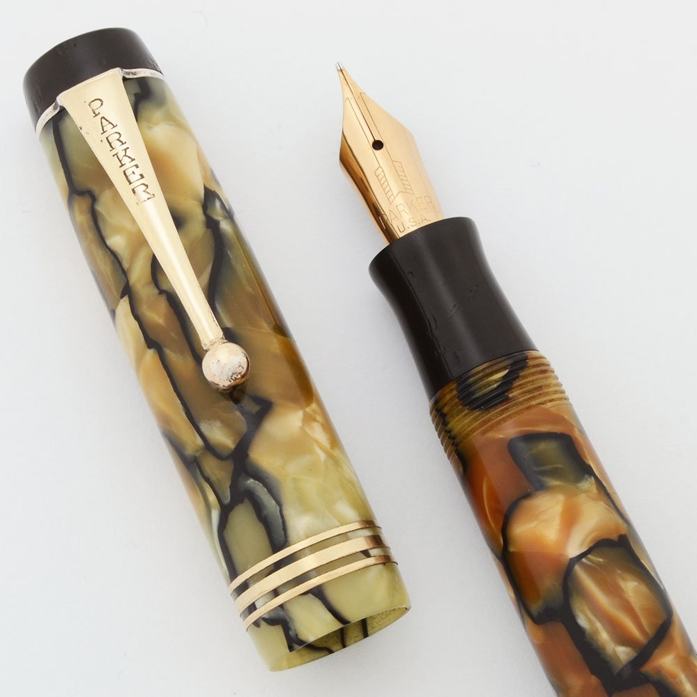 Parker Duofold Deluxe Junior Pen (1930s) - Moderne Black & Pearl
