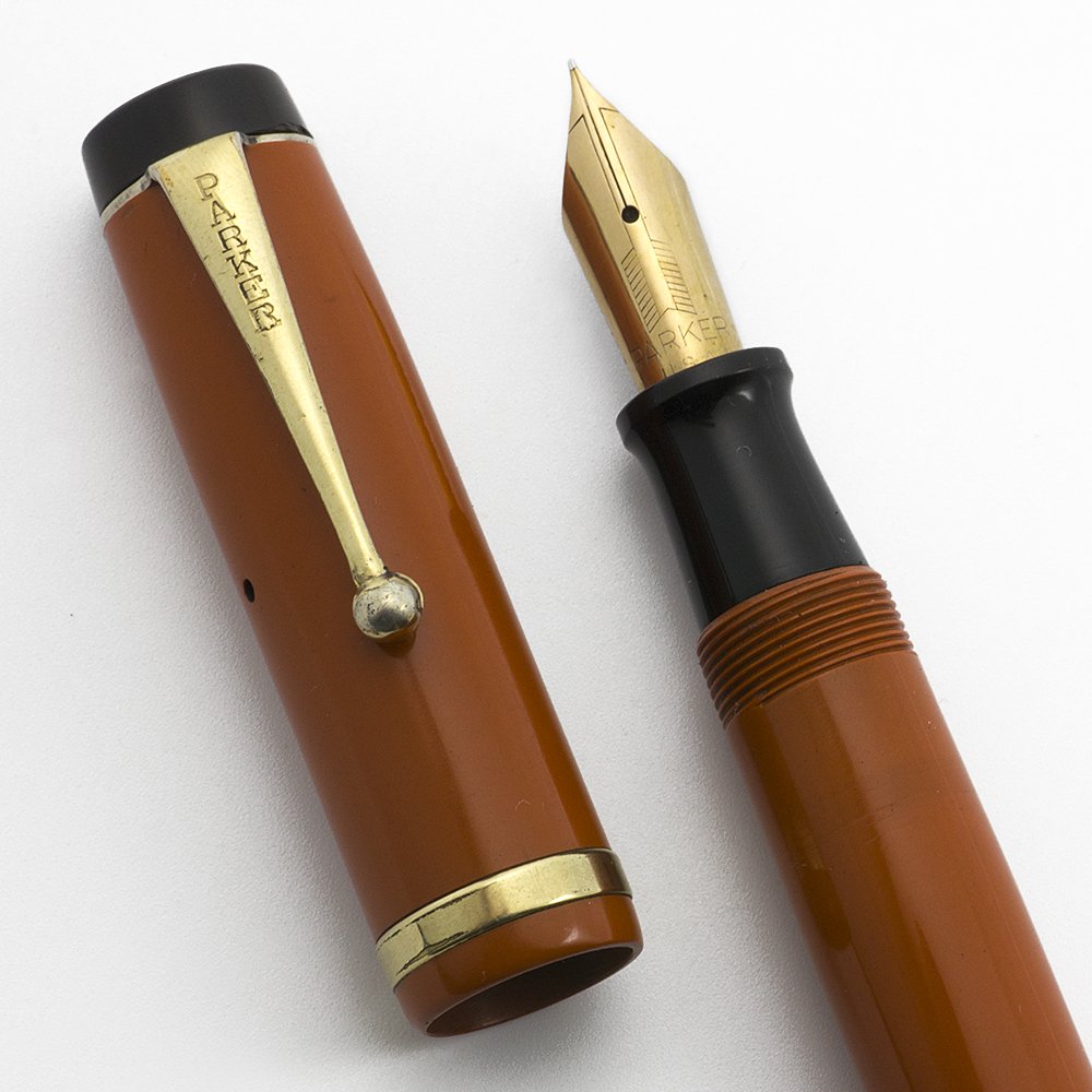 Parker Duofold Streamline Fountain Pen (1930) - Senior, Red Permanite,  Extra Fine 14k Nib (Excellent, Restored)