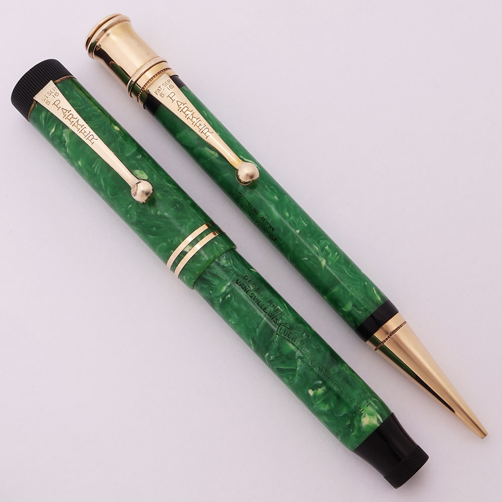 Parker Duofold Junior Fountain Pen and Pencil Set - Jade Green, Two ...