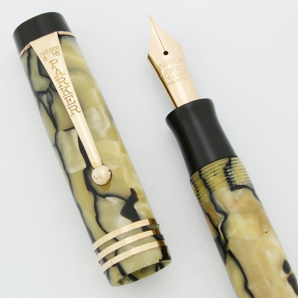 Parker Duofold Junior Fountain Pen Set - Streamline, Black and Pearl, 1 ...