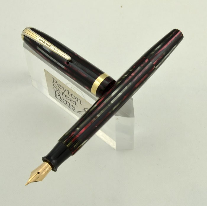 Parker Duovac Vacumatic Filler - 1942, Striped Red, Fine