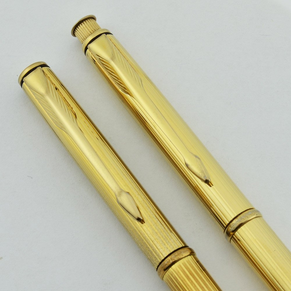 Parker Insignia Ballpoint & Pencil Set - Gold Plated, Lined Design (Very  Nice, In Box) - Peyton Street Pens