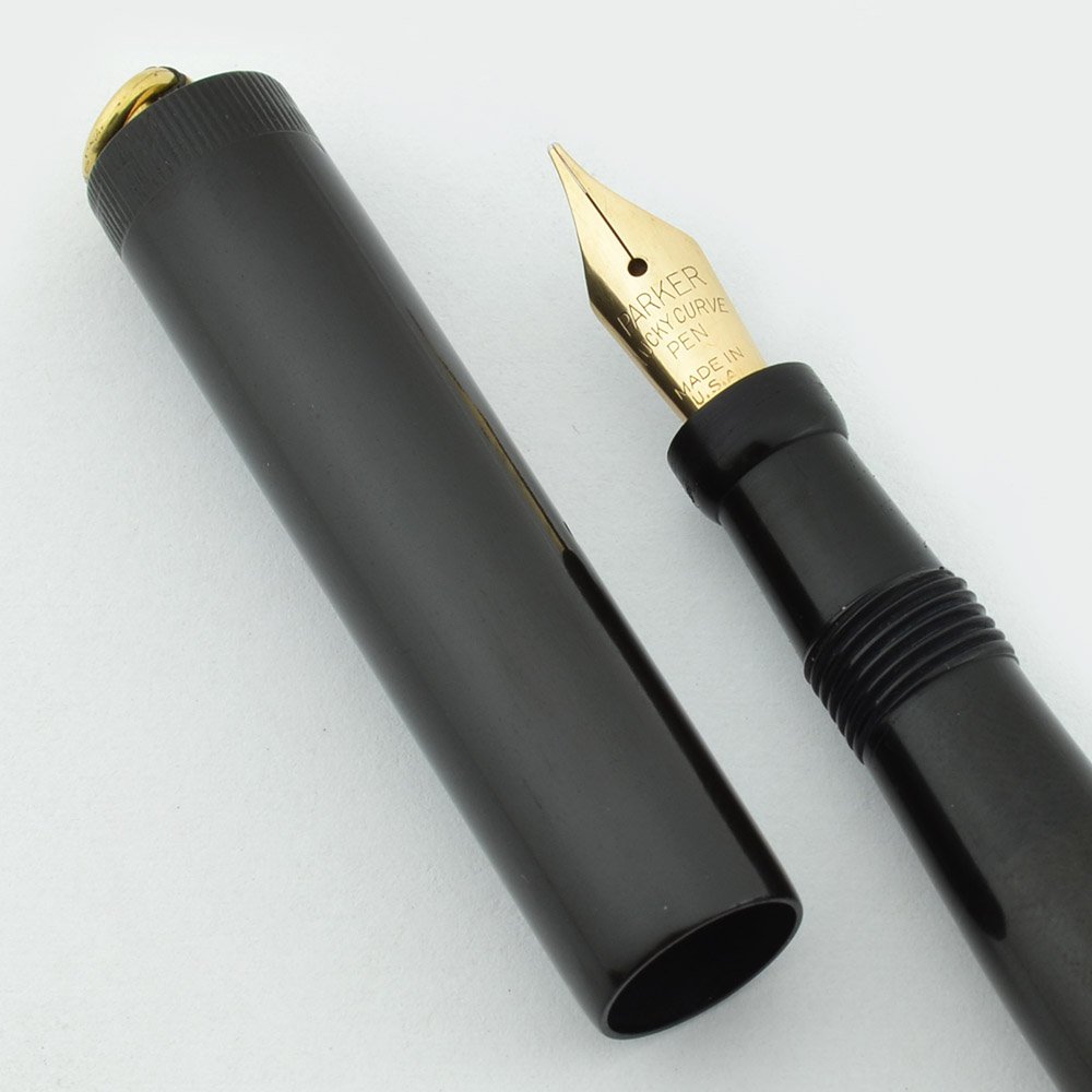 Parker Lucky Curve Fountain Pen - early BCHR, Ring Top, Fine Full