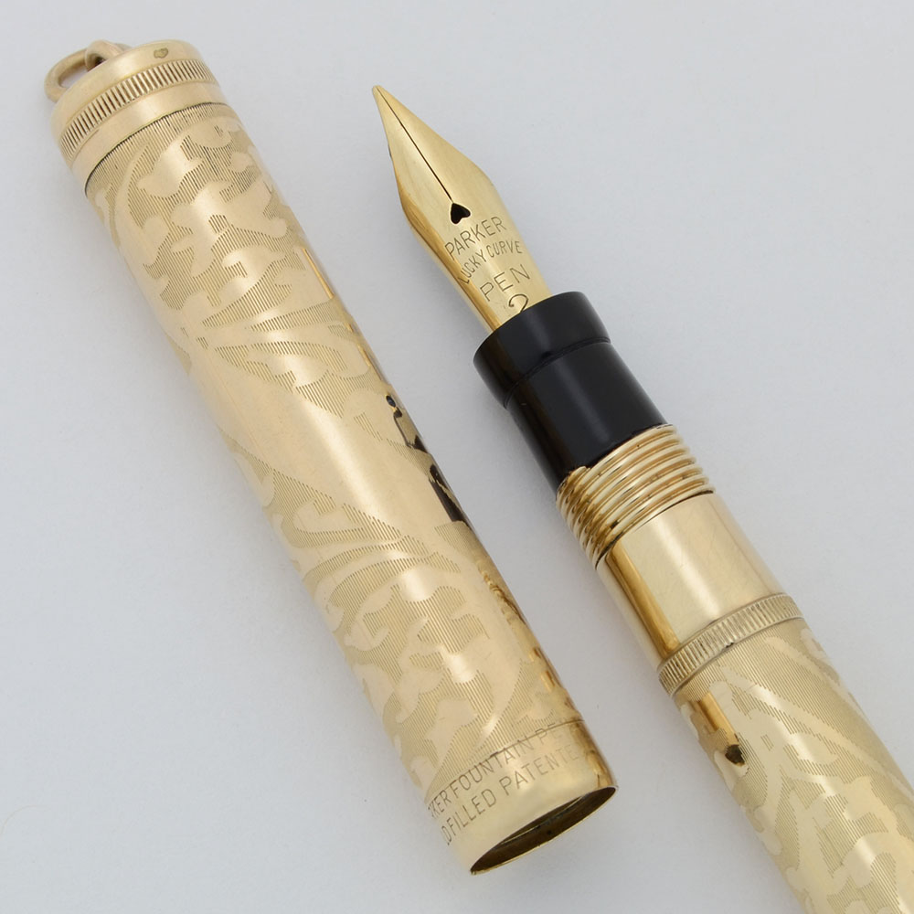 Parker Old Style #51 Lucky Curve Fountain Pen ~ Slip Cap Button