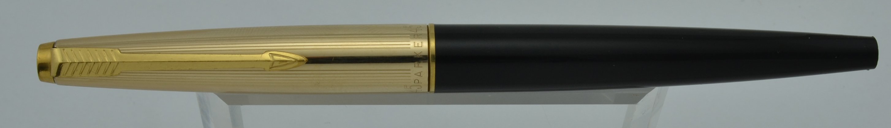 Parker 45 Fountain Pen - Black with GF Insignia Cap, Fine 14k Nib ...