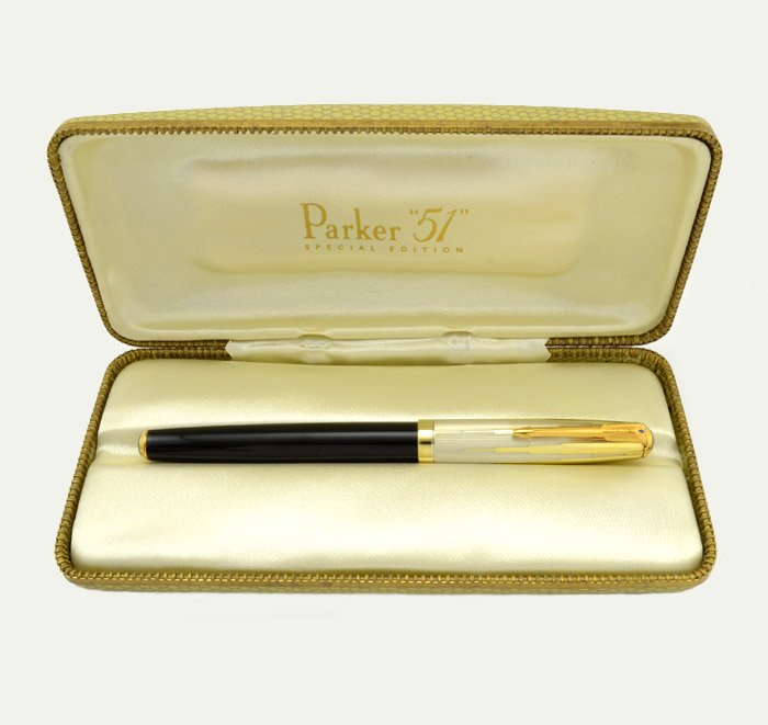 Parker 51 Special Edition 2002 - Black w Vermeil Cap, Fine (Like New w All  Packaging) - Peyton Street Pens