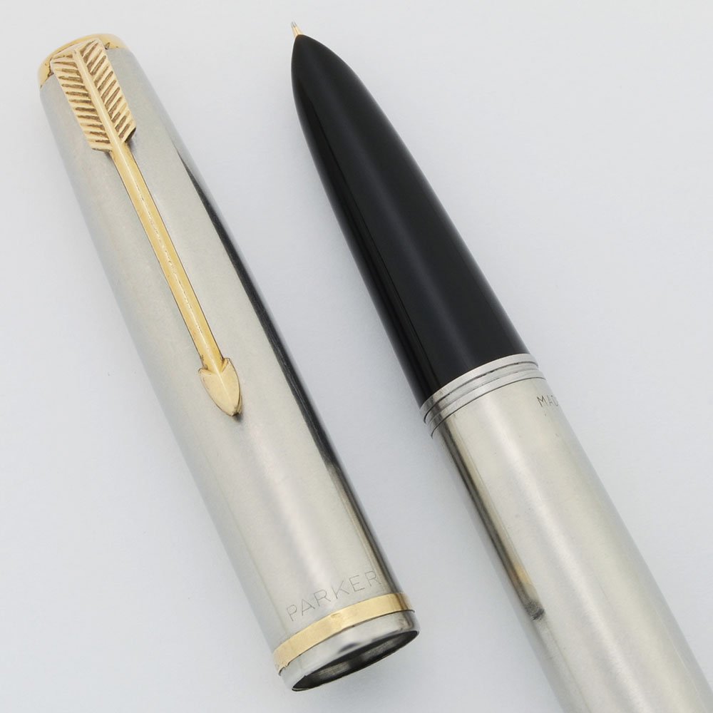 Parker 51 Aerometric Fountain Pen (1951) - Flighter w Raised GP Band, Extra  Fine 14k Nib (Excellent, Works Well) - Peyton Street Pens