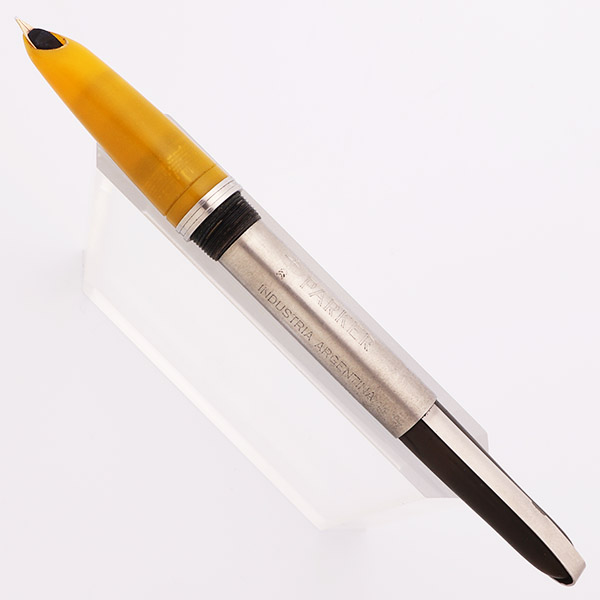 Parker 51 Ariel Kullock Fantasy Aerometric - Faceted Solid Yellow Barrel  and Cap, Fine Gold Nib (Excellent, Works Well) - Peyton Street Pens