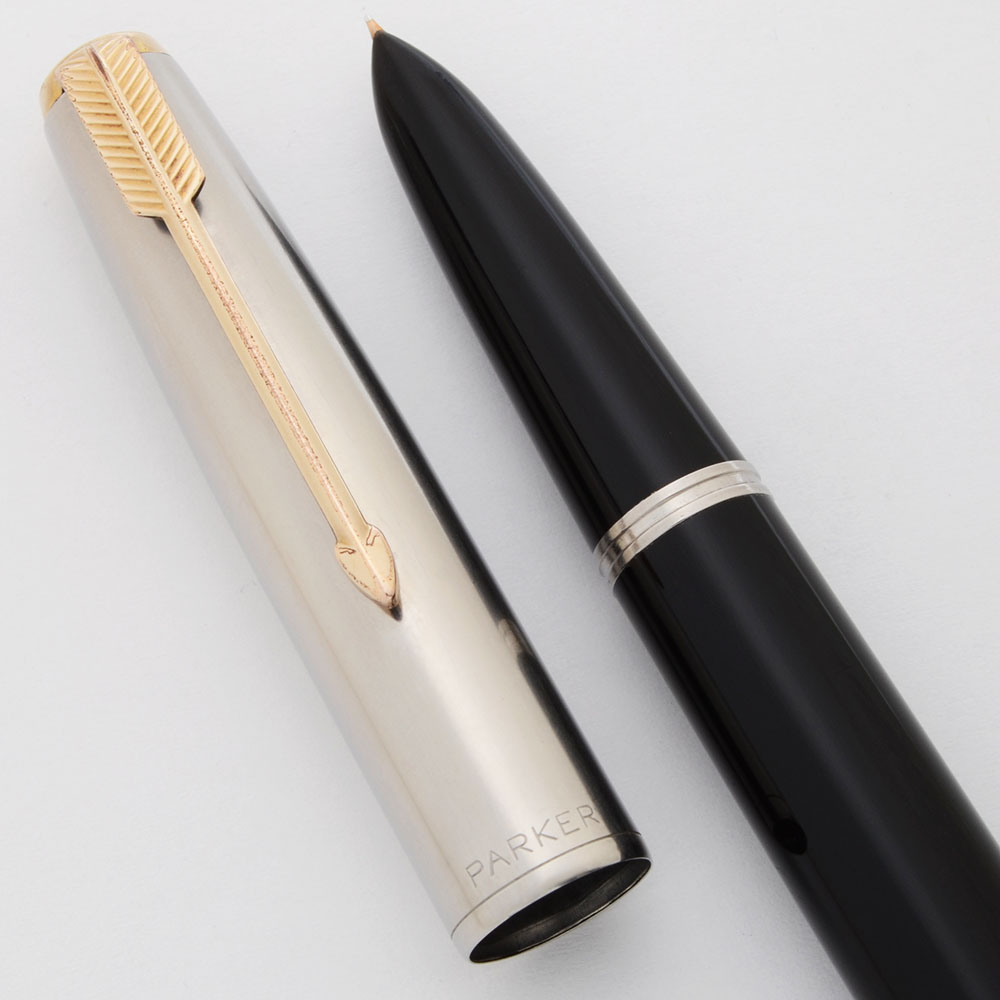 Parker 51 Fountain Pen - Black w/ Lustraloy Cap, Aerometric, Fine