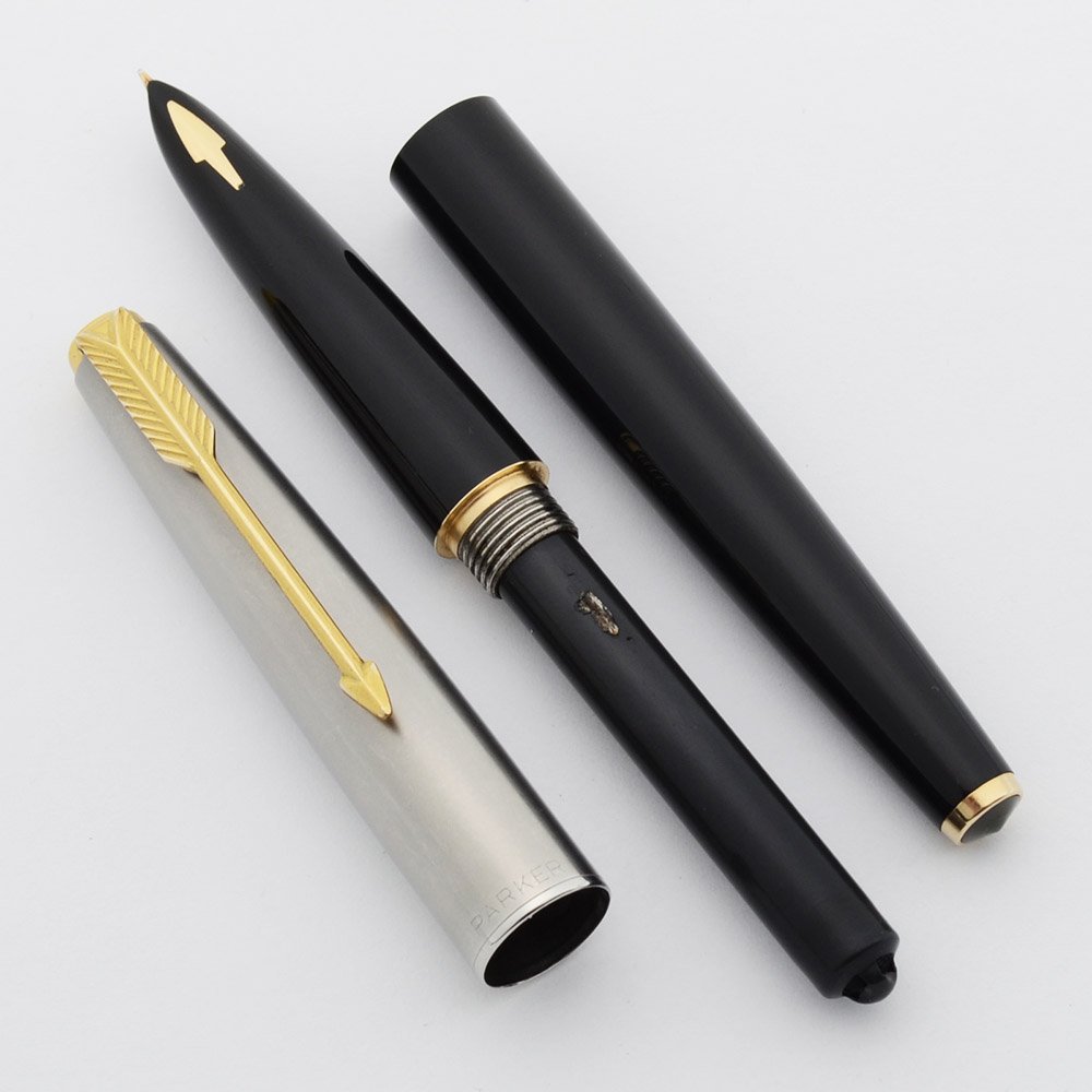 Parker 61 Deluxe Fountain Pen - Mark I, Black w Lustraloy Cap