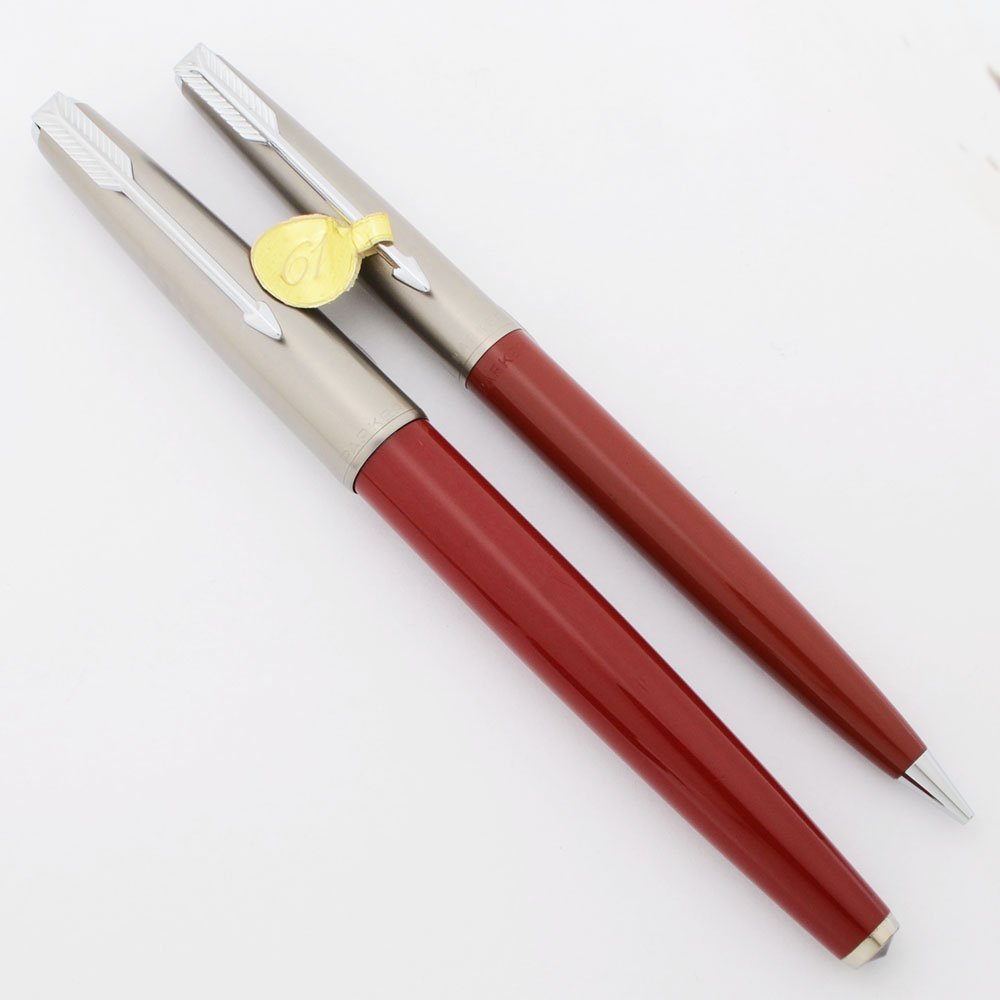 Parker 61 Fountain Pen and Pencil Set (1960s) - Mark II, Red w ...