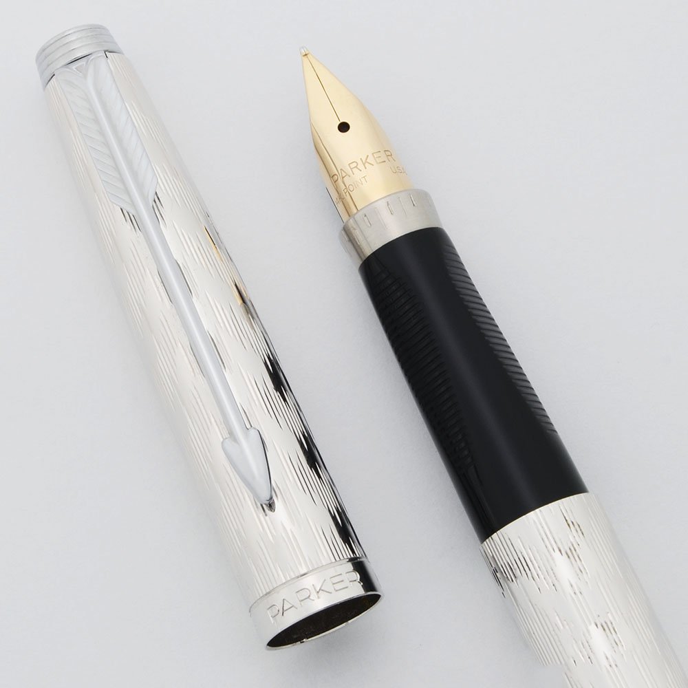 Parker 75 Fountain Pen - Flamme, Chrome or Rhodium Plate, 14k Medium (Near  Mint, Works Well) - Peyton Street Pens