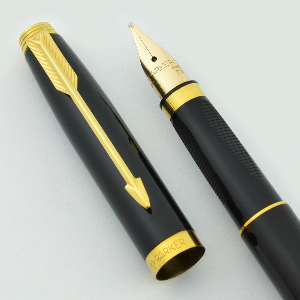 Parker 75 Fountain Pen Ballpoint Set - Black Lacquer, Gold Trim