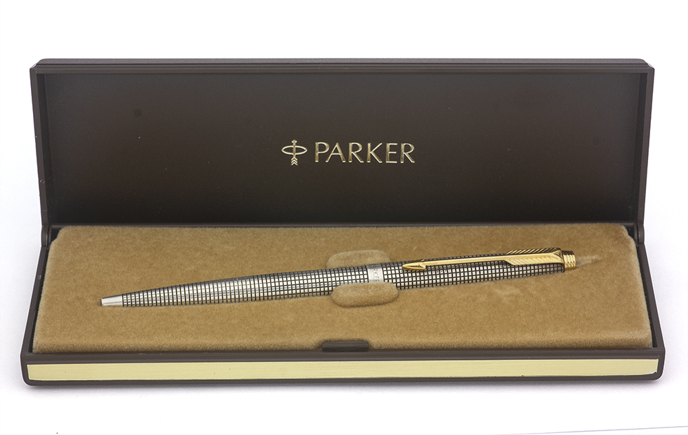 Parker 75 Cisele Ballpoint Pen (USA, 1982) - Sterling Grid w GT