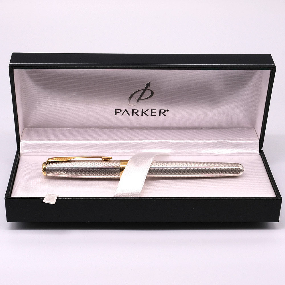 Parker Sonnet Fountain Pen (2002) - Sterling Fougere w/GT, C/C, Medium 18k  Nib (Excellent in Box, Works Well)