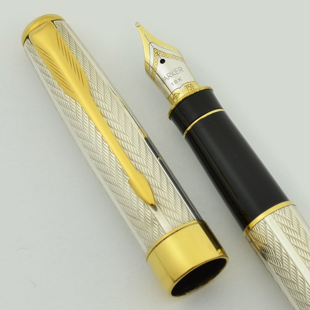 Parker Sonnet Fountain Pen - Sterling, Fougere, Medium 18k Nib (Excellent +  in Box, Works Well) - Peyton Street Pens
