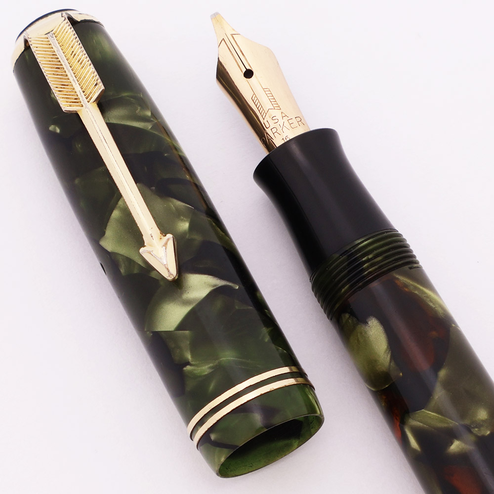 Parker Vacumatic Junior Fountain Pen (1936) - Emerald Pearl Marble