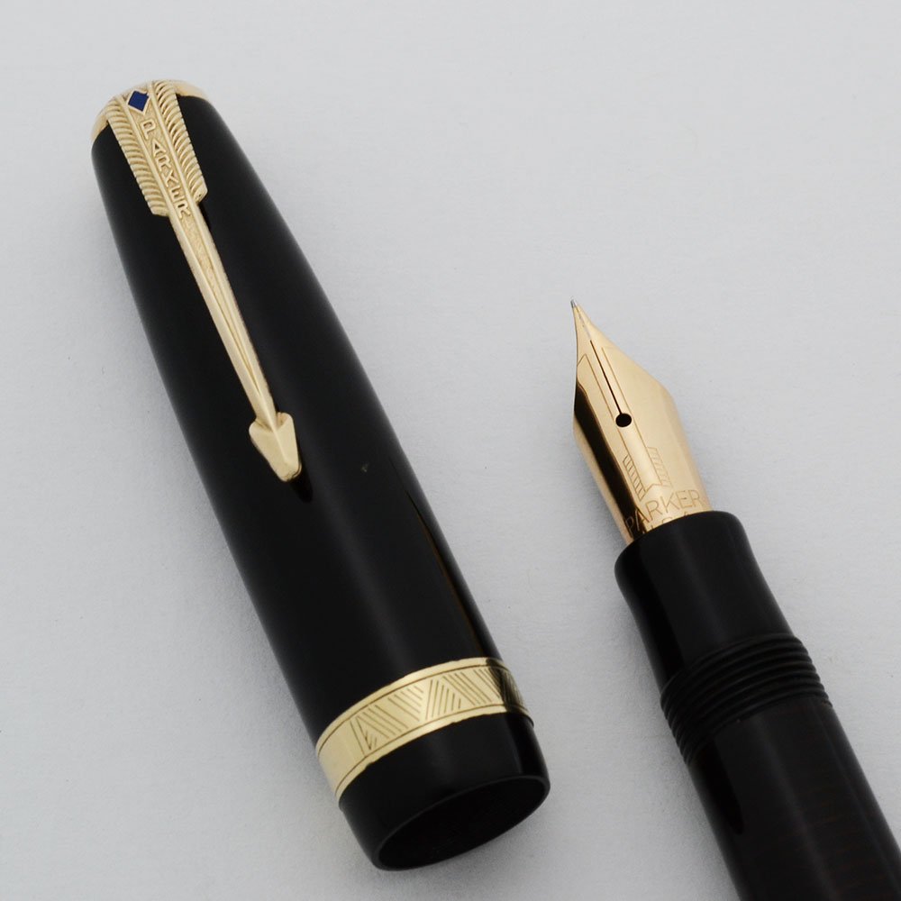 Stylo Plume Parker Vacumatic Major Noir Années 1940 - Taille M Plume Semi-flex - 130 Mm