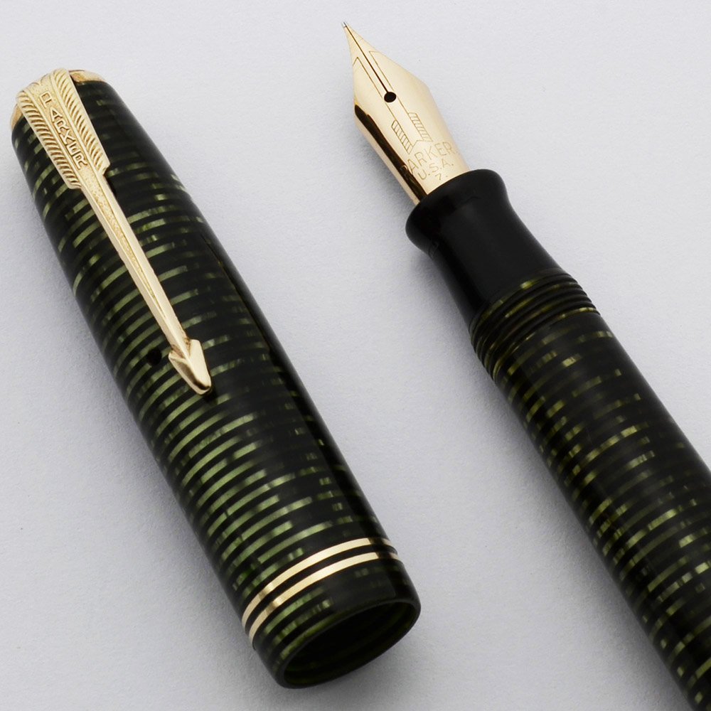 Parker Vacumatic Junior Fountain Pen Set (1947) - Emerald Pearl, Fine ...