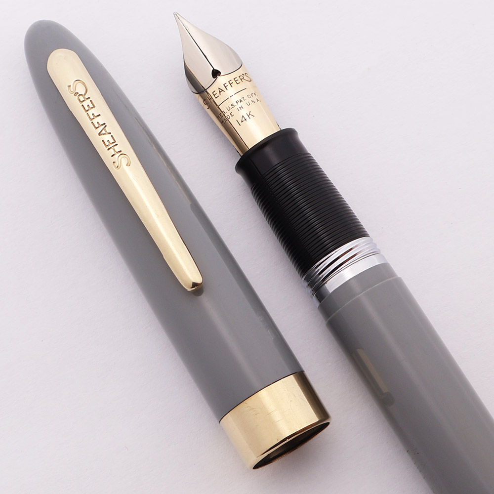 Sheaffer Saratoga Snorkel Fountain Pen (1952-59) - Grey w/GT, Fine