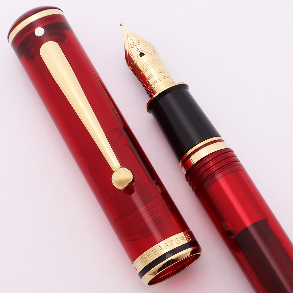 Sheaffer Connaisseur Fountain Pen (1998) - Red Sea (Clear) w Gold