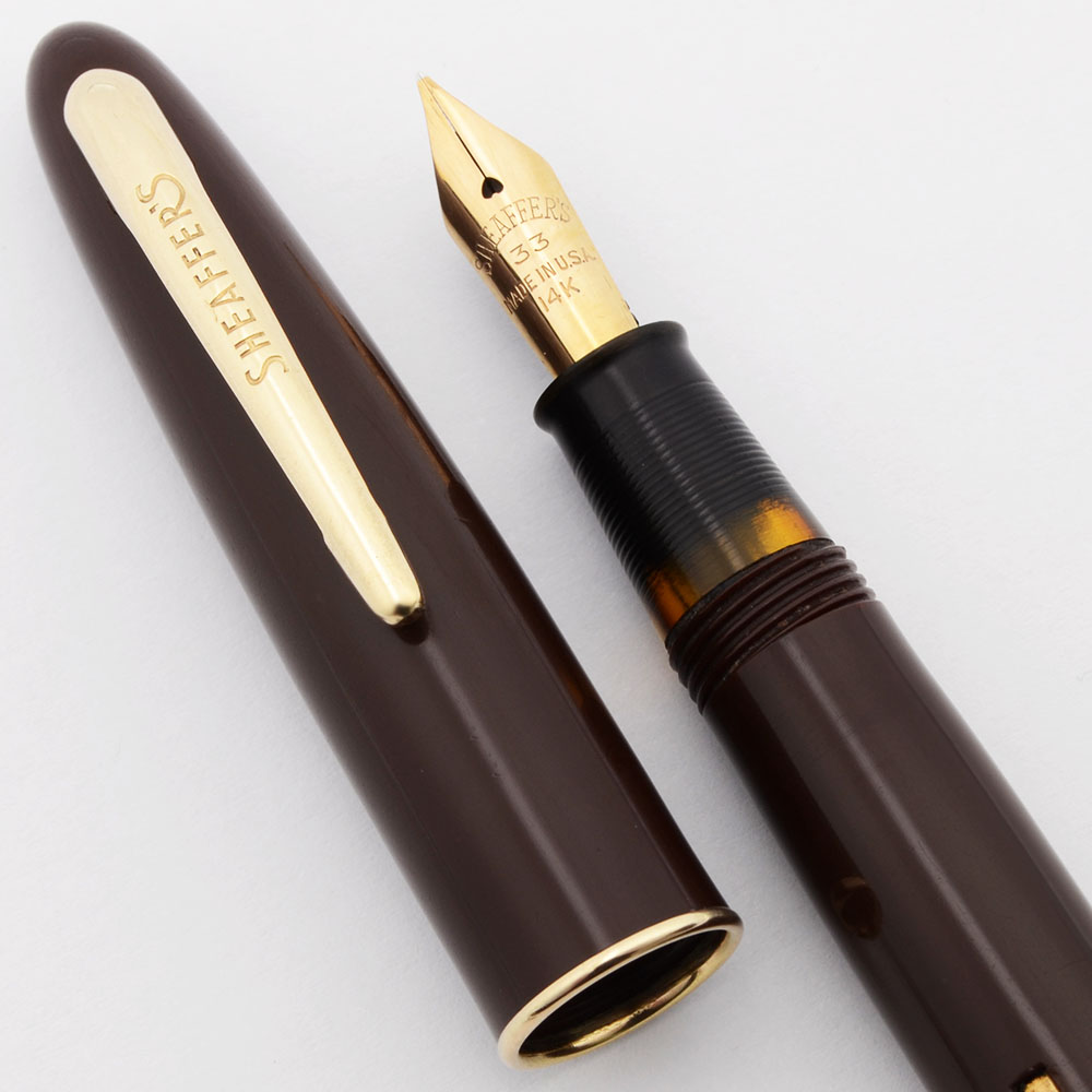Sheaffer Craftsman Fountain Pen (1940) - Solid Brown w/Gold Trim