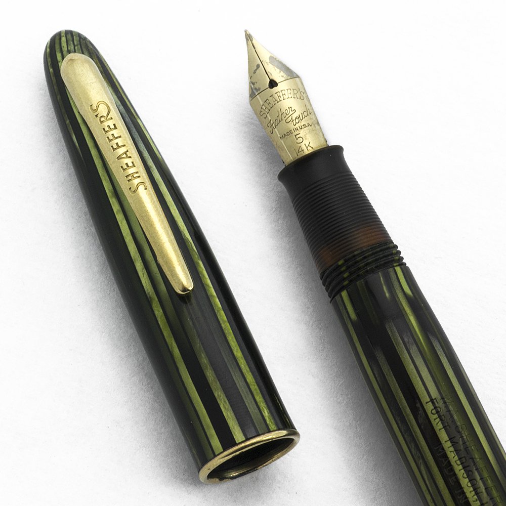 Sheaffer Craftsman 350 - Green Striated, Extra Fine Feather Touch