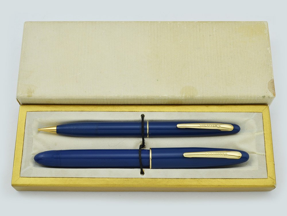 Sheaffer Craftsman Touchdown Set - Blue, 14k Medium 33 Nib