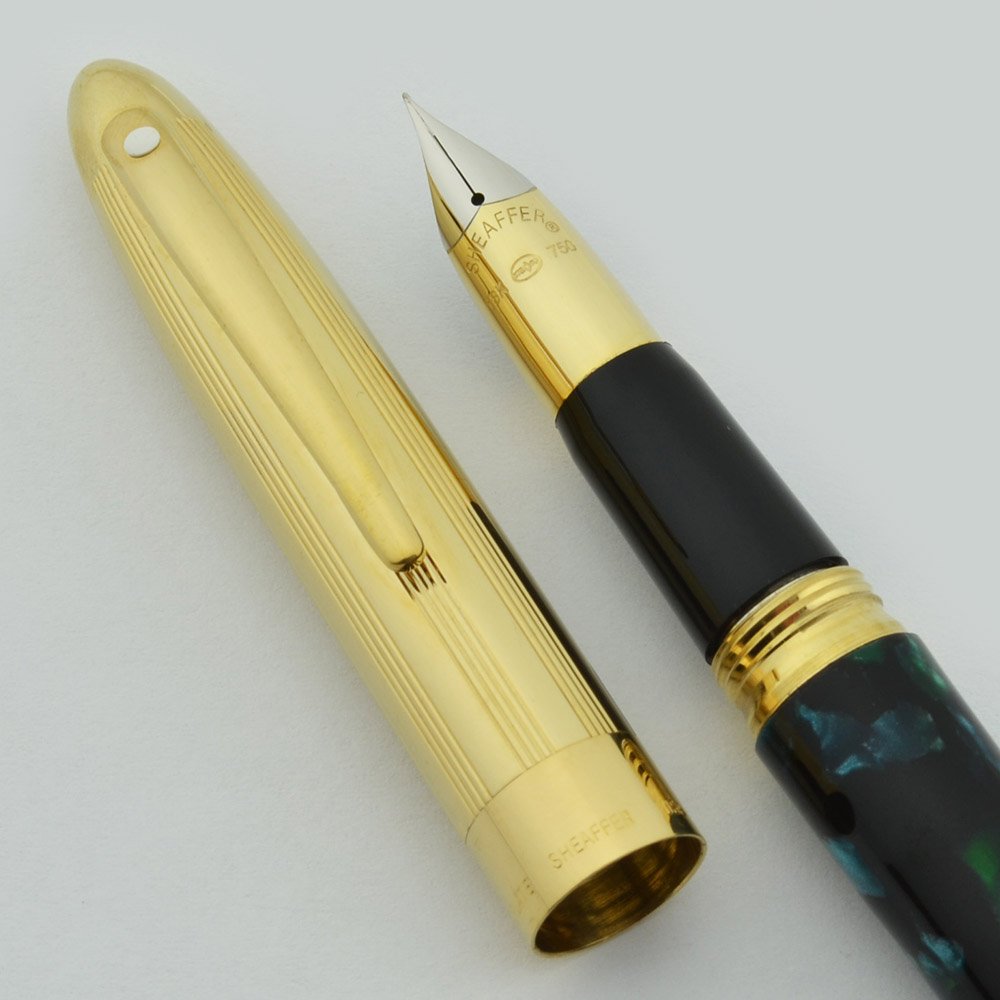SHEAFFER ボールペン Crest 590 23K Gold Plated Sheaffer Crest Deluxe Fountain Pen (1949-50) - Blue w/Lined