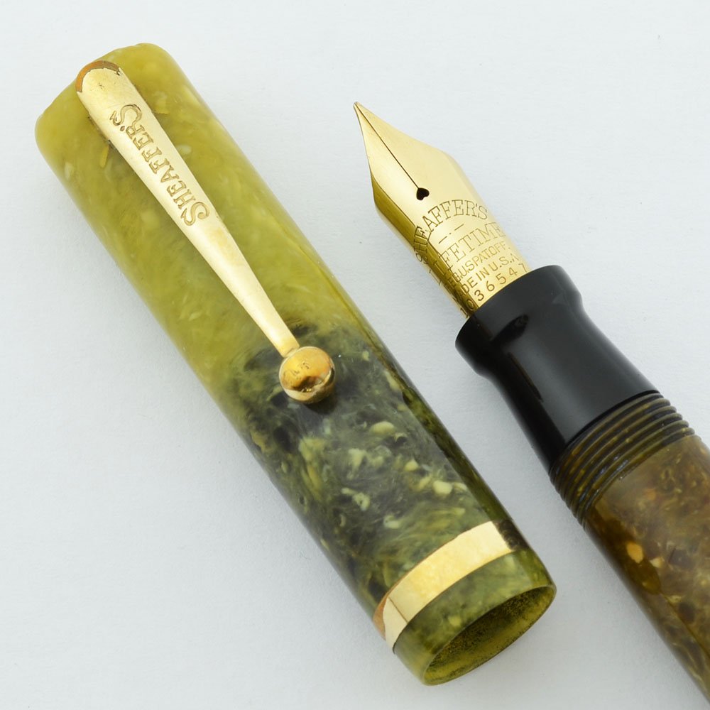 Sheaffer Lifetime Flat Top Oversized - 1920s, Jade Green, Fine Nib