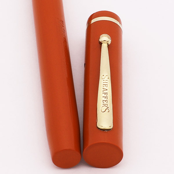 Sheaffer Flat Top 3-25 Fountain Pen (1930) - Orange w/GT, Full