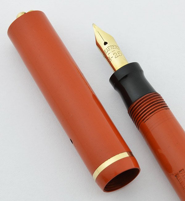 Sheaffer Flat Top 3-25 Fountain Pen (1930) - Orange w/GT, Full