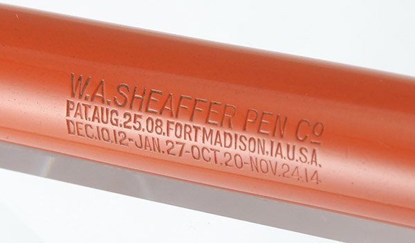 Sheaffer Flat Top 3-25 Fountain Pen (1930) - Orange w/GT, Full