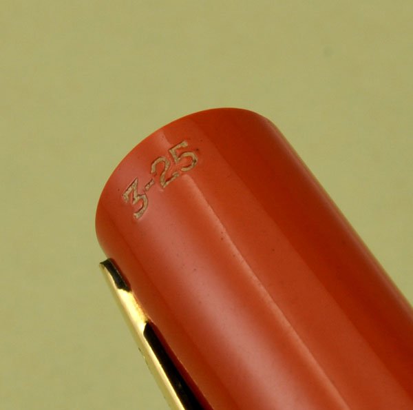 Sheaffer Flat Top 3-25 Fountain Pen (1930) - Orange w/GT, Full